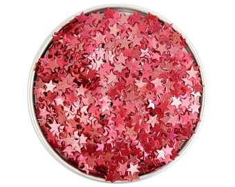 Red Star Edible Glitter - metallic red star glitter sprinkles, edible red glitter stars, red star sprinkles