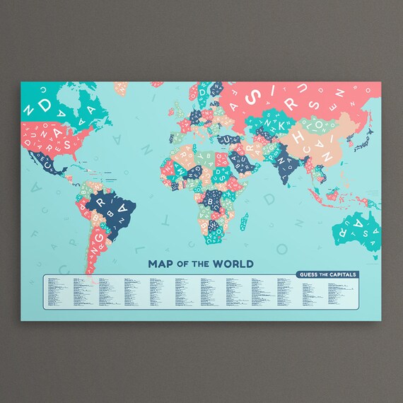 Guess the Country World Map. Large Map of the World. Poster