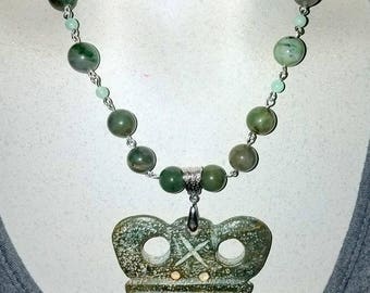 Old Chinese Jade Hongshan Culture Hand Carved Amulet Necklace