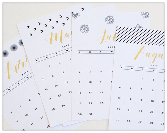 Items Similar To 2017 Printable Calendar Cards 5x7 And