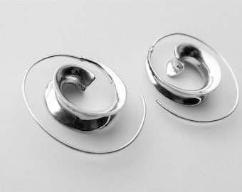 Silver Spiral Earrings, Silver Earrings, Earrings, Boho Earrings, Tribal Jewellery, Ethnic Jewellery, Silver Jewellery