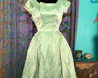 Mint Green Satin Party Dress