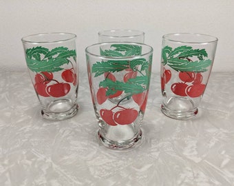 Vintage Tomato Juice Glasses - Set of 4 - Small Juice Glasses - Kitsch Kitchen