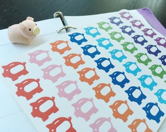 PP044 -- Set of 48pcs little Piggy Bank Life Planner Stickers || Perfect 4 Erin Condren, Limelife, Plum Paper, Filofax Planners