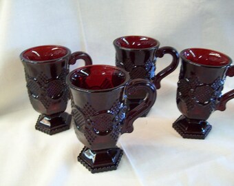 1876 Cape Cod Glass Mugs By Avon - Set of 4