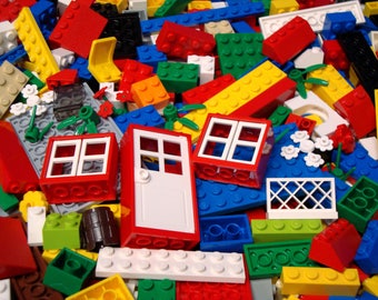 100 Bulk Lego Pieces: Bricks Blocks Plates Slopes Window Door Plants+ Mixed Lot
