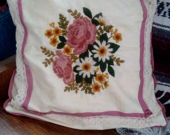 Handmade Vintage Needlepoint Pillow