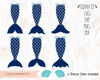 Download Mermaid tail clam shell SVG layered PNG DXF for cricut