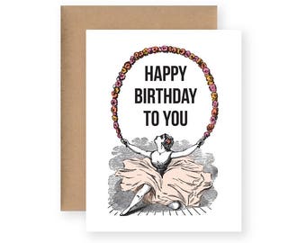 Happy Birthday Card / Vintage Dancer Illustration