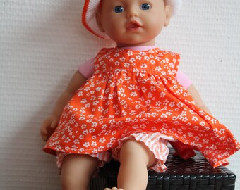 Doll Dress: orange dress with pants and hat