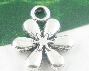 50 charms 6 antique silver petals