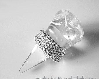 Sterling silver mesh band- chainmaille ring- liquid metal ring