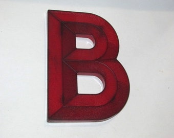 Vintage 1950s Letter B, Movie Theater Marquee Letter, Mid Century Sign, Red Lucite Letter, Urban Industrial Initial, Art Deco Wall Hanging