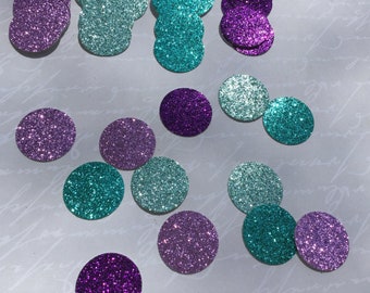 all glitter 75 one inch circles mermaid party under the sea party purple glitter lavender glitter teal glitter aqua glitter circles