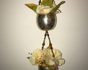 Beaded sterling silver cup wind chime