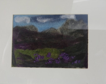 Scottish highlands needle felted wool picture