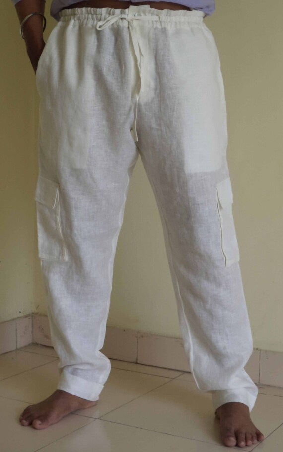 mens linen pants drawstring