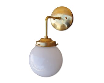 Brass Wall Sconce Glass Globe Shade modern