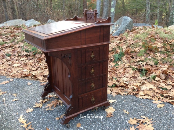 Hold Victorian Antique Walnut Davenport Writing Desk Antique - Hold Victorian Antique Walnut Davenport Writing Desk Antique