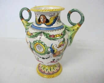 Italian Pottery Vase Florentine Pottery Vase Majolica Pottery Tuscan
