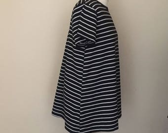 vintage black and white stripe t shirt dress WOMENS 12-14