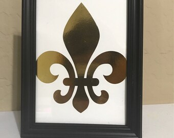 Fleur De Lis Foil Picture - Framed Foil Picture - Framed Fleur De Lis Picture - Foil Image - Fleur De Lis - Fleur De Lis Print - Home Decor