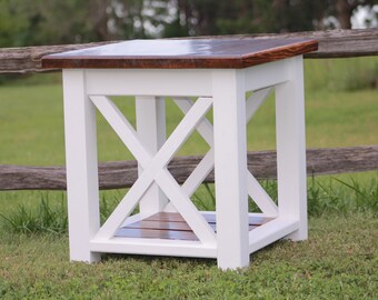 Rustic and Handmade Walnut Farmhouse Side Table