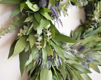 Bay and Thistle Wreath | Easter Gift | Spring Wreaths for Front Door | Front Door Wreaths | Eucalyptus Wreath | Wreaths for Front Door |