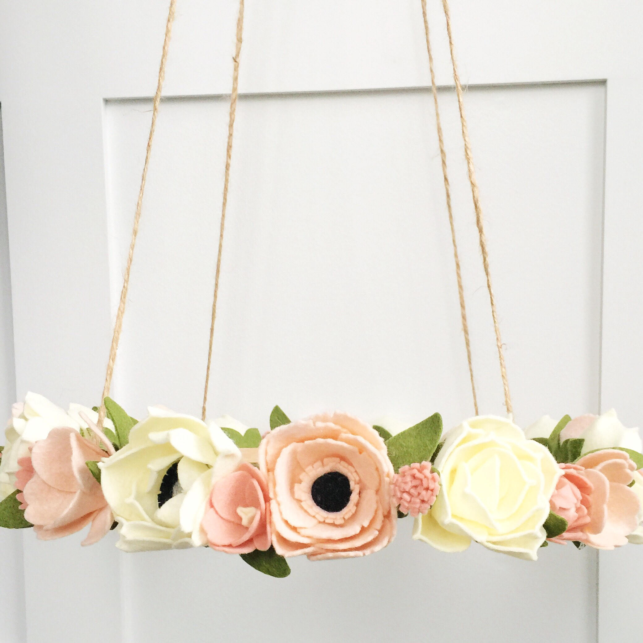 Flower Crib Mobile Pink Peony Felt Flower Mobile Blush