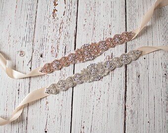 Bridal Sash, Bridal Belt, Rose Gold Wedding Belt, Rhinestone Sash, Wedding Sash,Maternity Sash, Bridal Sash, Bridesmaid Sash,Rose Gold Sash