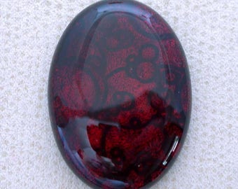 Lg 30x41mm Fused Dichroic Glass Cabochons - Burning Embers Red Color - A192
