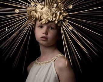 Goddess Sunburst Headpiece, headdress, Egyptian, Aztec, crown, sun worship,