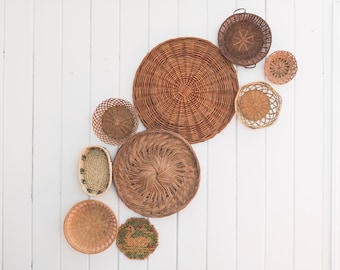 Set of 9 vintage wall baskets | vintage wall basket collection