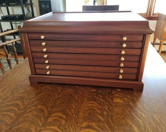 English six Draw Mahogany Coin collecting Cabinet