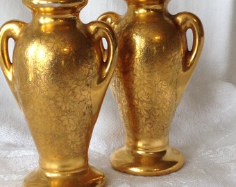 Vintage Stouffer Gold China Salt Pepper Shakers