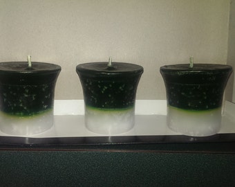 Green/white peppermint votive