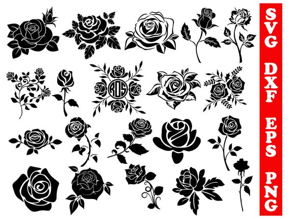 Download Roses svg roses dxf cricut rose rose silhouette roses