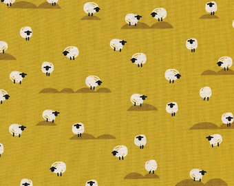 Cotton + Steel Panorama Sunrise - sheep - mustard - 50cm