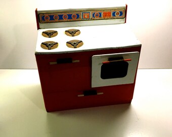 Vintage 'Gabriel' Tin Litho Stove. Large Stove Good Condition.