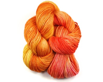 Orange You Sweet!--hand dyed sock yarn, 2ply merino and nylon, (400yds/100gm)