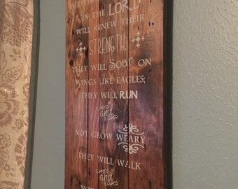 Isaiah 40:31 painted reclaimed wood sign