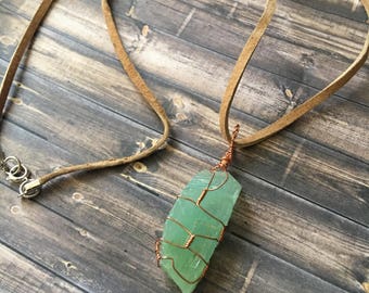 Hand-Wrapped Green Calcite Necklace