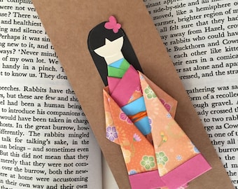 Origami Paper Geisha Kimono Doll Bookmark