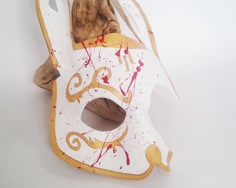 Leather splicer mask with blood splatter / Leather Bioshock mask / Leather mask / Leather rabbit mask / Cosplay mask