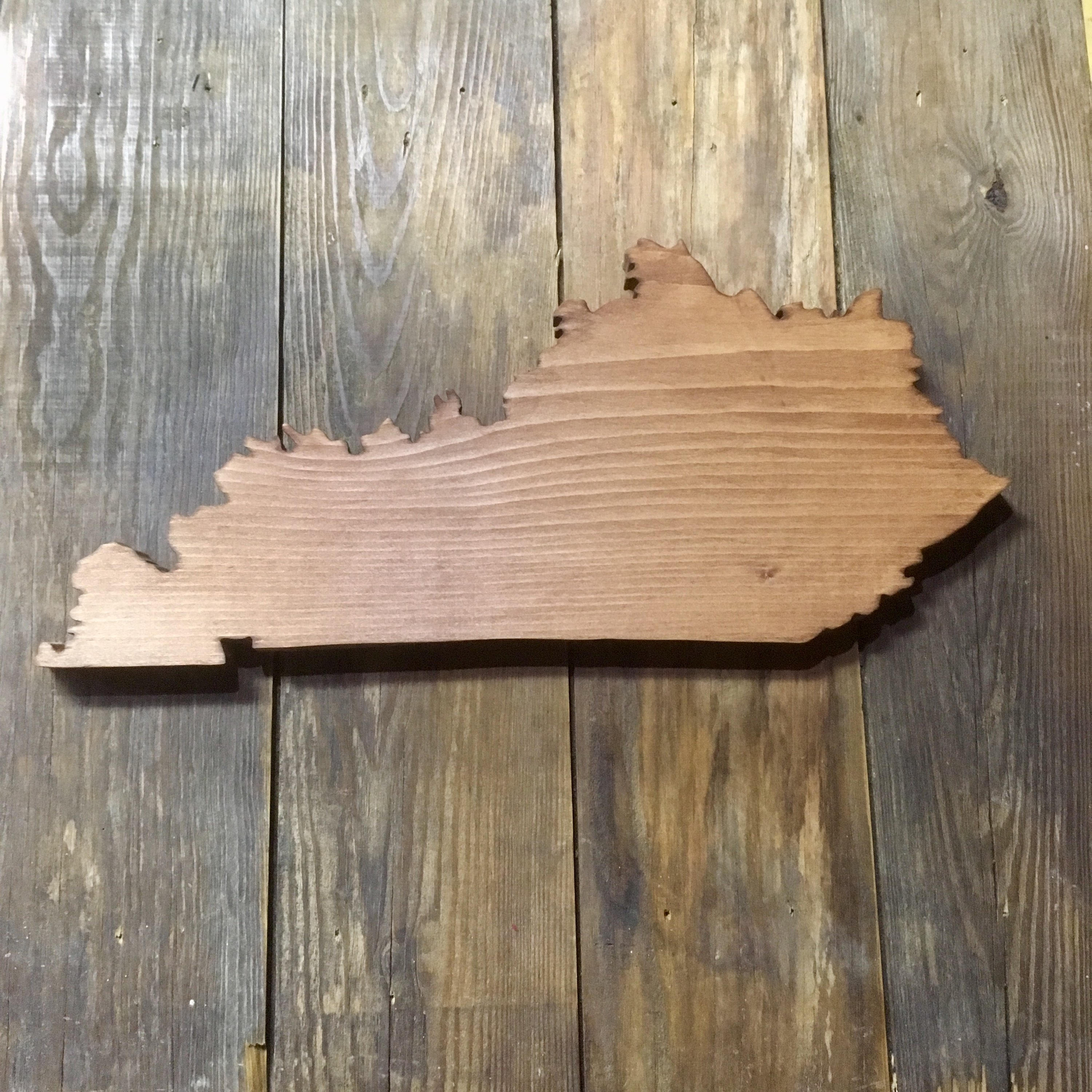 Wood State Cutout Kentucky KY Wooden Cutout Wall Art Hanging
