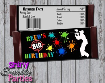 Printable PAINTBALL CANDY Bar WRAPPERS - Paintball Candy Bar Wraps - Paintball Wrappers - Paintball Party Decoration - Party Favors