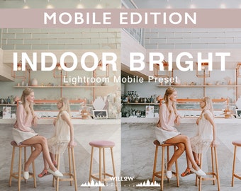 Indoor Bright Tones Mobile Lightroom Presets for Portrait, Wedding, Product, Outdoor, Studio, Newborn Filter dreamy Photo Editing Results