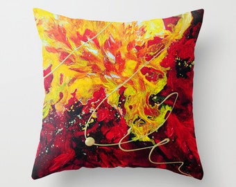 Red Pillow, Yellow Pillow, Art Pillow, Abstract Pillow Covers Decorative Throw Pillows Accent Pillows Couch Pillows, Cushions, 18x18 24x24