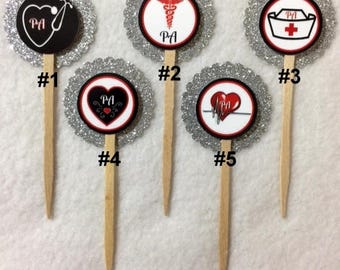 Set Of 12 Personalized Physicians Assistant PA Cupcake Toppers (You Choice Of Any 12)