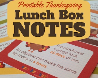 INSTANT DOWNLOAD Thanksgiving Lunch Box Notes Place Cards for Kids Printable